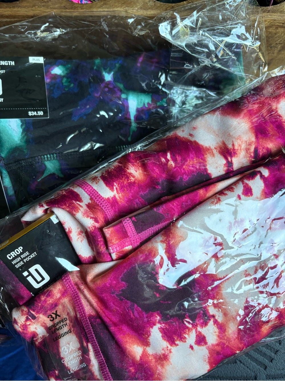 Bundle of 2 Ideology Leggings - Pink Tie-Dye Crop and Celestial 7/8, Size 3X